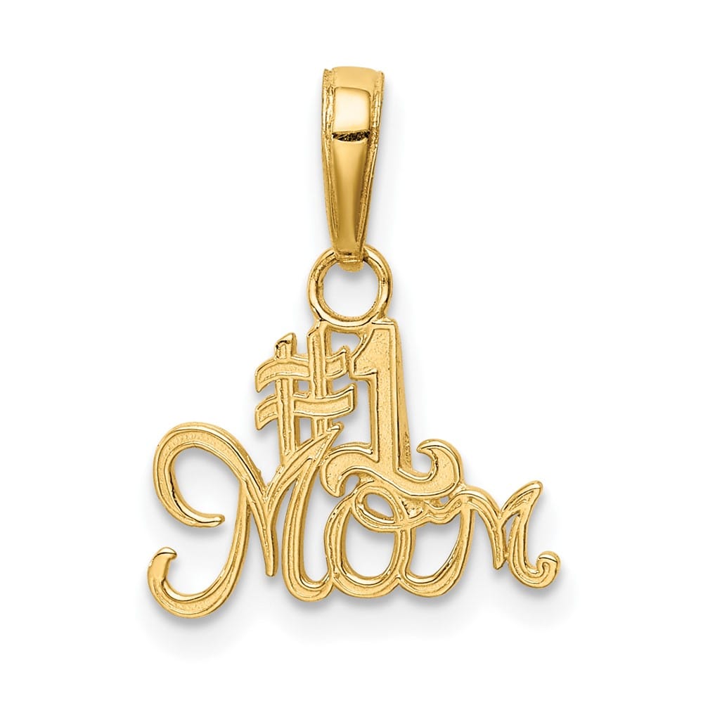 10K Yellow Gold Solid Polished Medium #1 MOM Charm