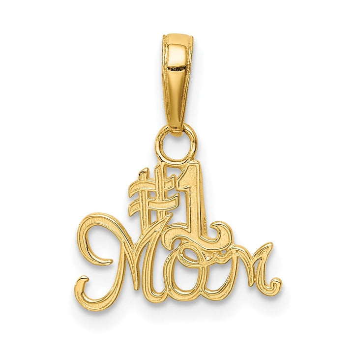 10K Yellow Gold Solid Polished Medium #1 MOM Charm