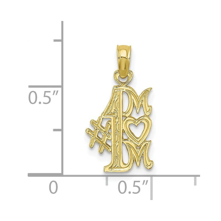 10K Yellow Gold Solid Polished Medium #1 MOM Pendant
