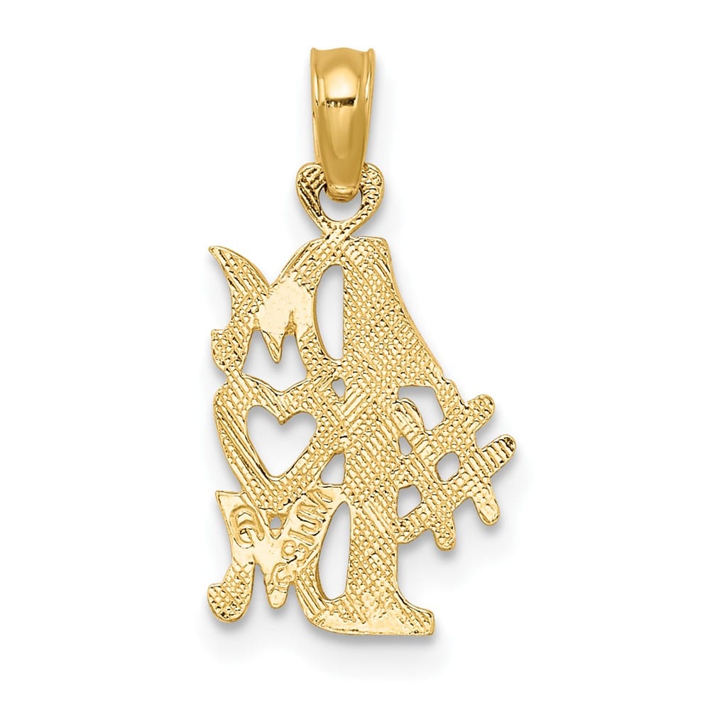 10K Yellow Gold Solid Polished Medium #1 MOM Pendant