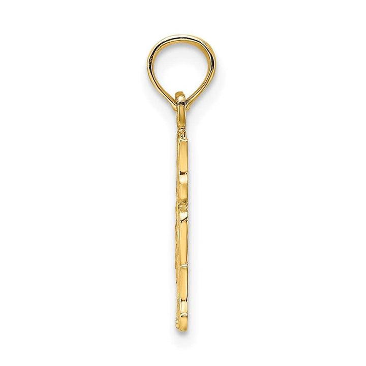 10K Yellow Gold Solid Polished Medium #1 MOM Pendant