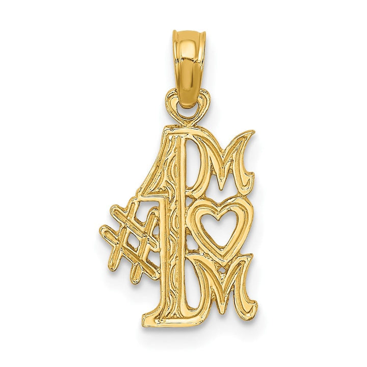 10K Yellow Gold Solid Polished Medium #1 MOM Pendant
