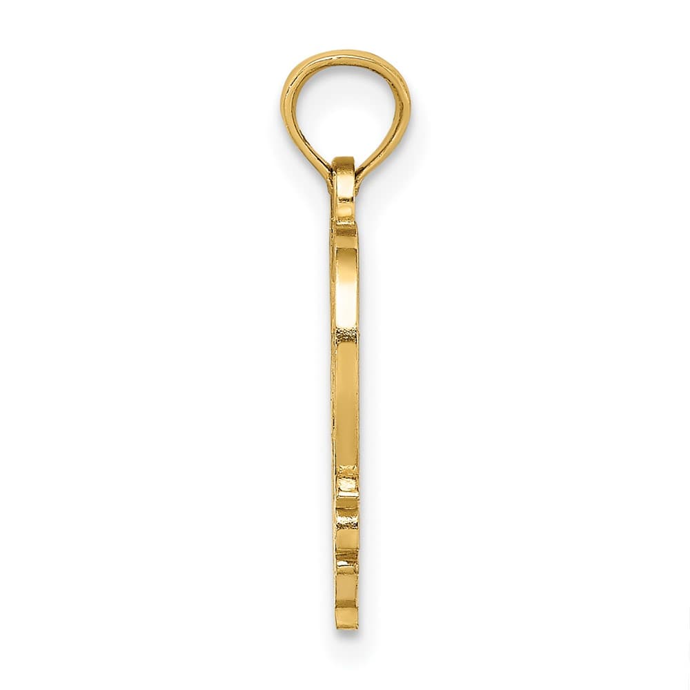10K Yellow Gold Solid Polished Medium #1 Mother in Heart Frame Pendant