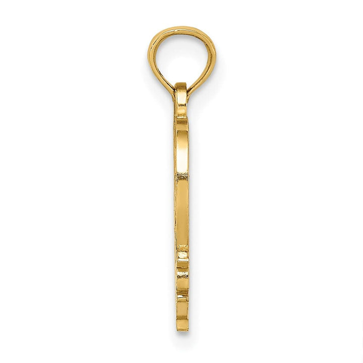 10K Yellow Gold Solid Polished Medium #1 Mother in Heart Frame Pendant