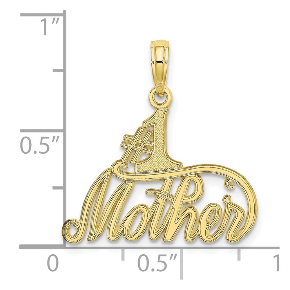 10K Yellow Gold Solid Polished Medium #1 Mother Pendant