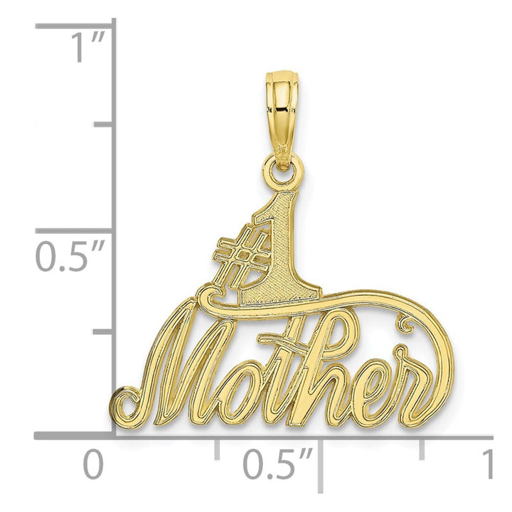 10K Yellow Gold Solid Polished Medium #1 Mother Pendant