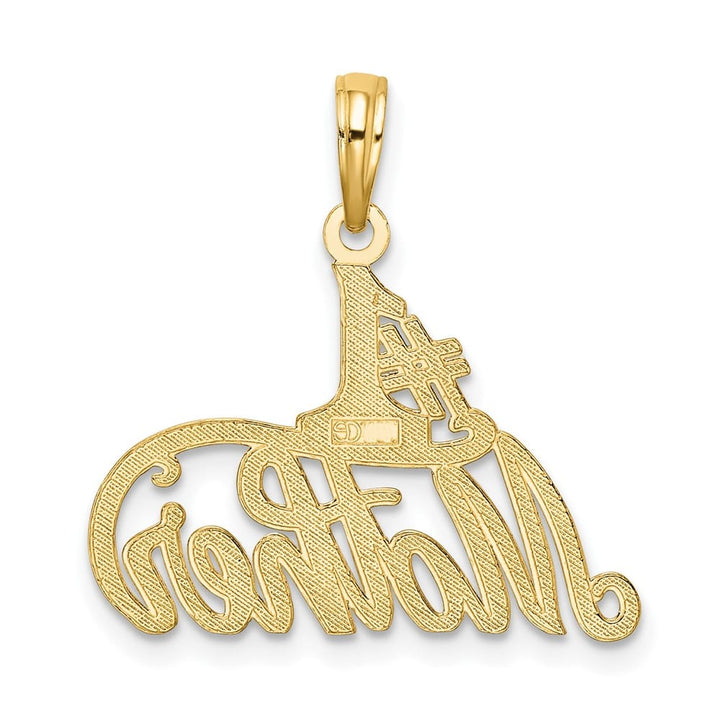 10K Yellow Gold Solid Polished Medium #1 Mother Pendant
