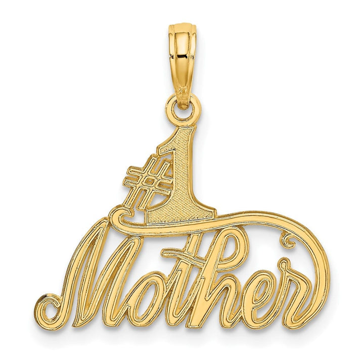 10K Yellow Gold Solid Polished Medium #1 Mother Pendant