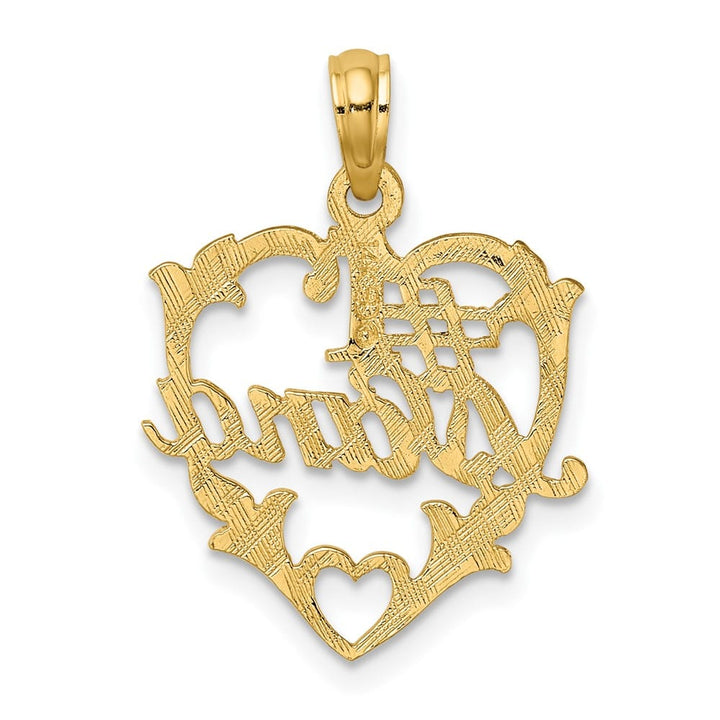 10K Yellow Gold Solid Polished Medium #1 NANA in Heart Charm