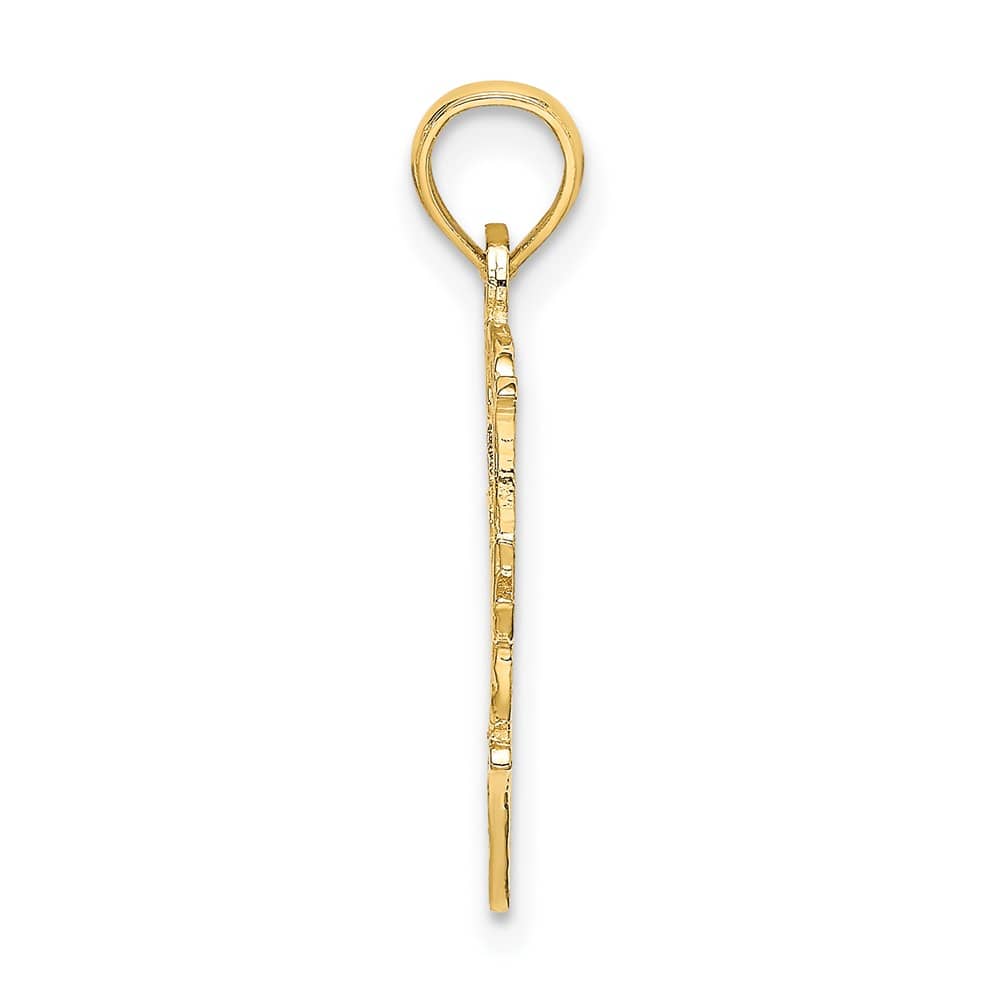 10K Yellow Gold Solid Polished Medium #1 NANA in Heart Charm