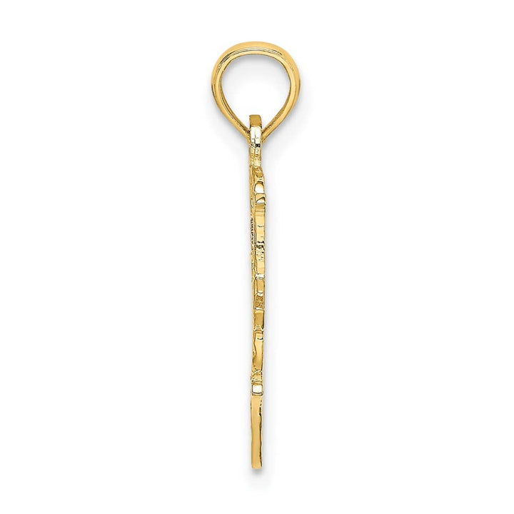 10K Yellow Gold Solid Polished Medium #1 NANA in Heart Charm
