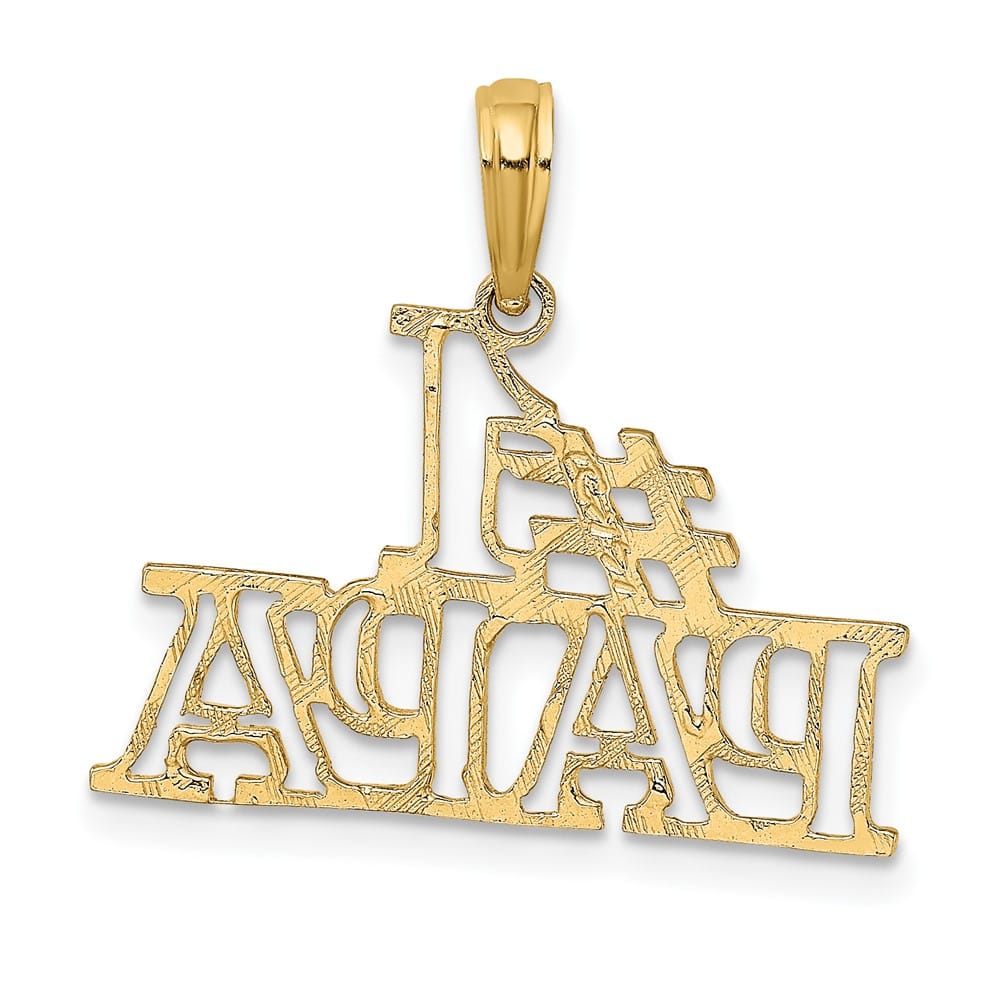 10K Yellow Gold Solid Polished Medium #1 Papa Cut-out Charm
