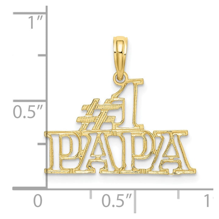 10K Yellow Gold Solid Polished Medium #1 Papa Cut-out Charm