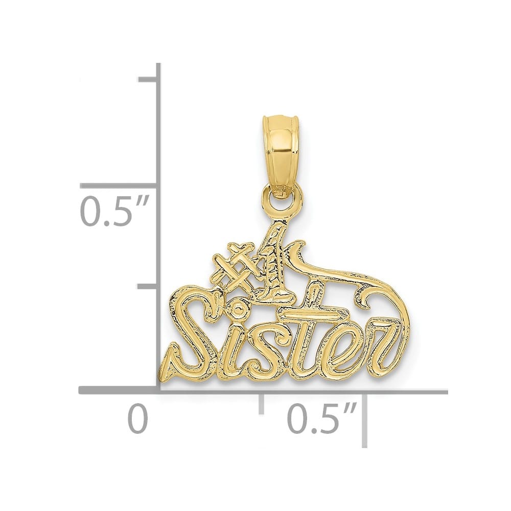 10K Yellow Gold Solid Polished Medium #1 Sister Pendant