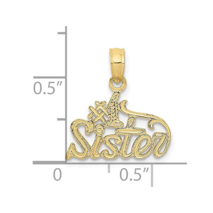 10K Yellow Gold Solid Polished Medium #1 Sister Pendant