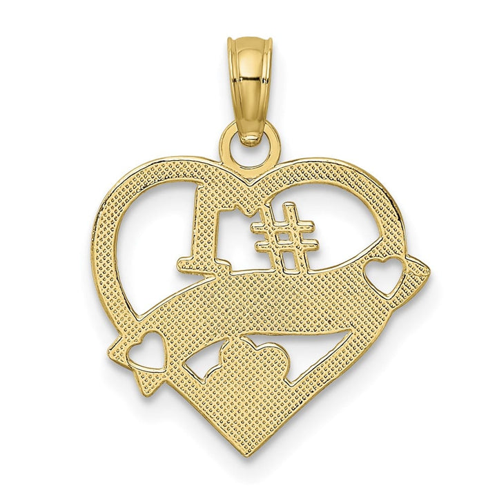 10K Yellow Gold Solid Polished Medium #1 Wife Heart Pendant