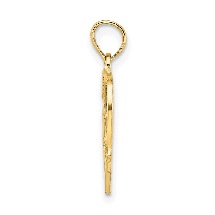 10K Yellow Gold Solid Polished Medium #1 Wife Heart Pendant