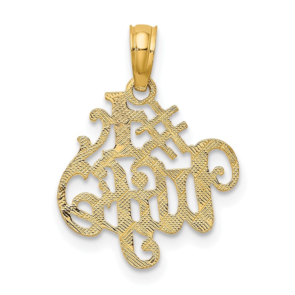 10K Yellow Gold Solid Polished Medium #1 Wife Pendant