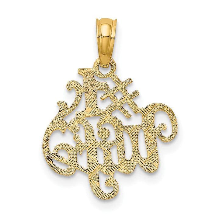 10K Yellow Gold Solid Polished Medium #1 Wife Pendant