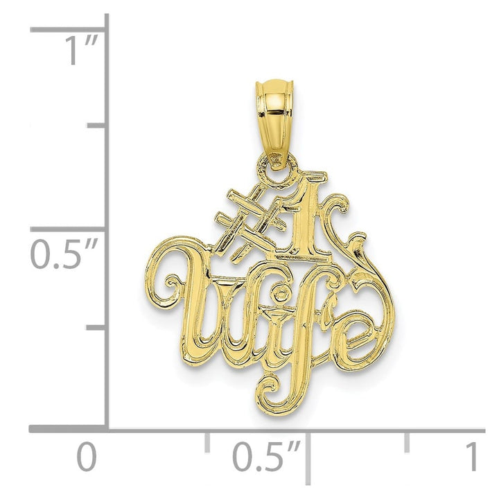 10K Yellow Gold Solid Polished Medium #1 Wife Pendant