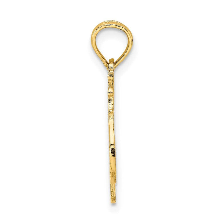 10K Yellow Gold Solid Polished Medium #1 Wife Pendant