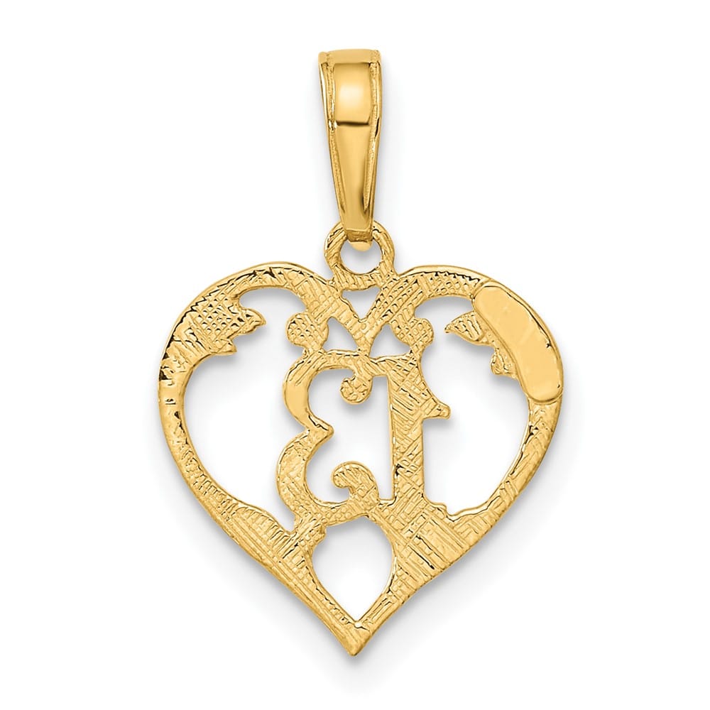 10K Yellow Gold Solid Polished Medium 13 in Heart Cut-out Pendant
