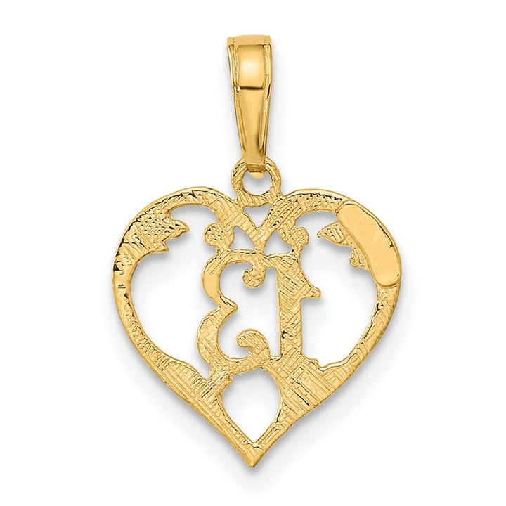 10K Yellow Gold Solid Polished Medium 13 in Heart Cut-out Pendant