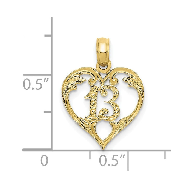 10K Yellow Gold Solid Polished Medium 13 in Heart Cut-out Pendant