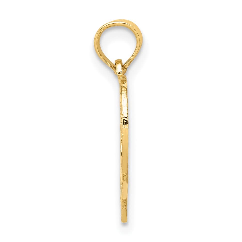 10K Yellow Gold Solid Polished Medium 13 in Heart Cut-out Pendant