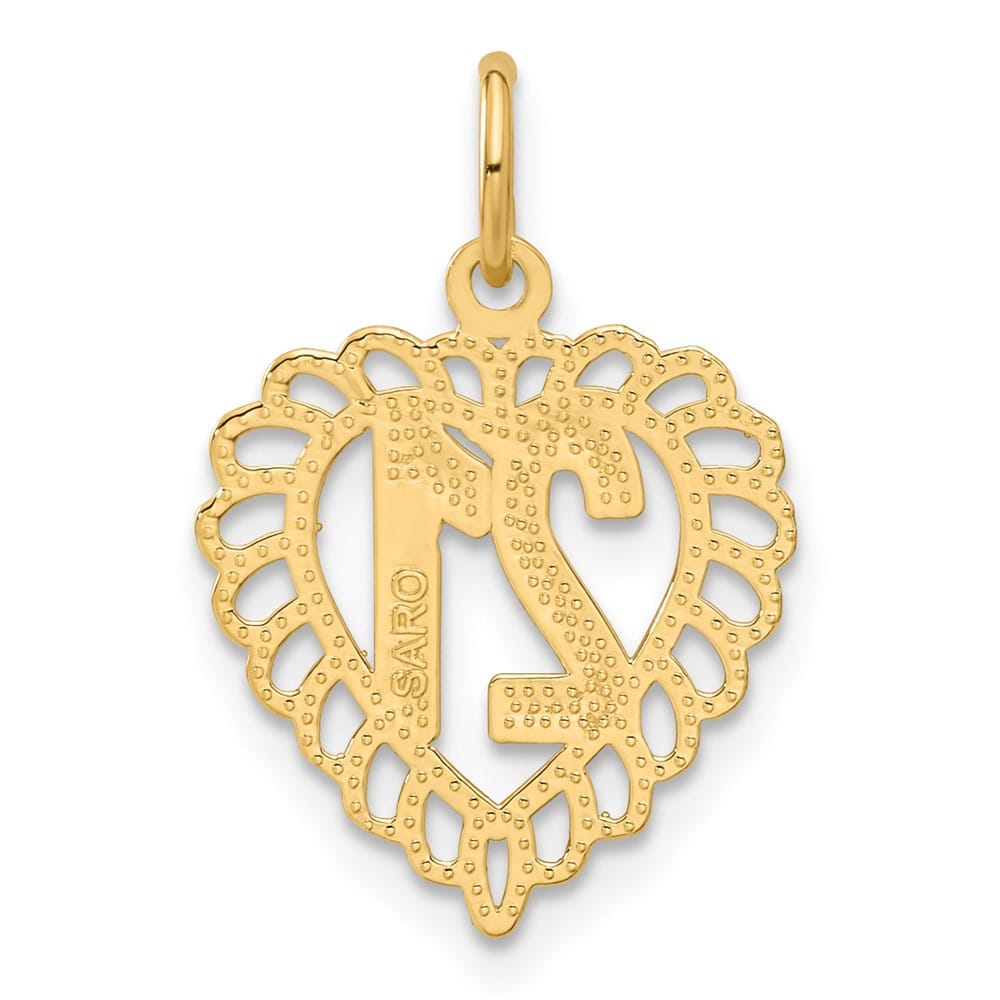 10K Yellow Gold Solid Polished Medium 21 in Heart Charm