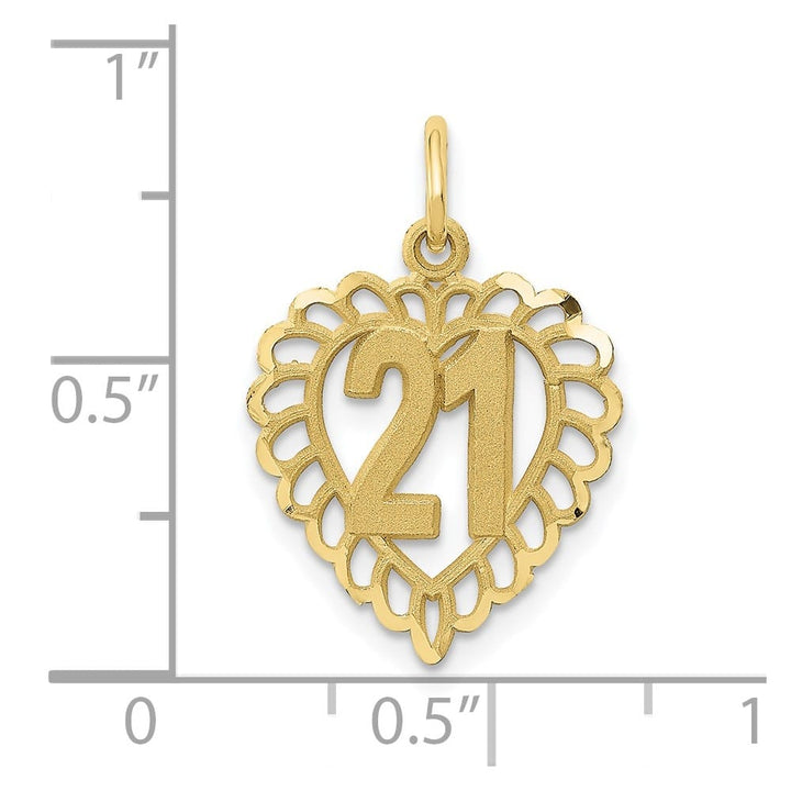 10K Yellow Gold Solid Polished Medium 21 in Heart Charm
