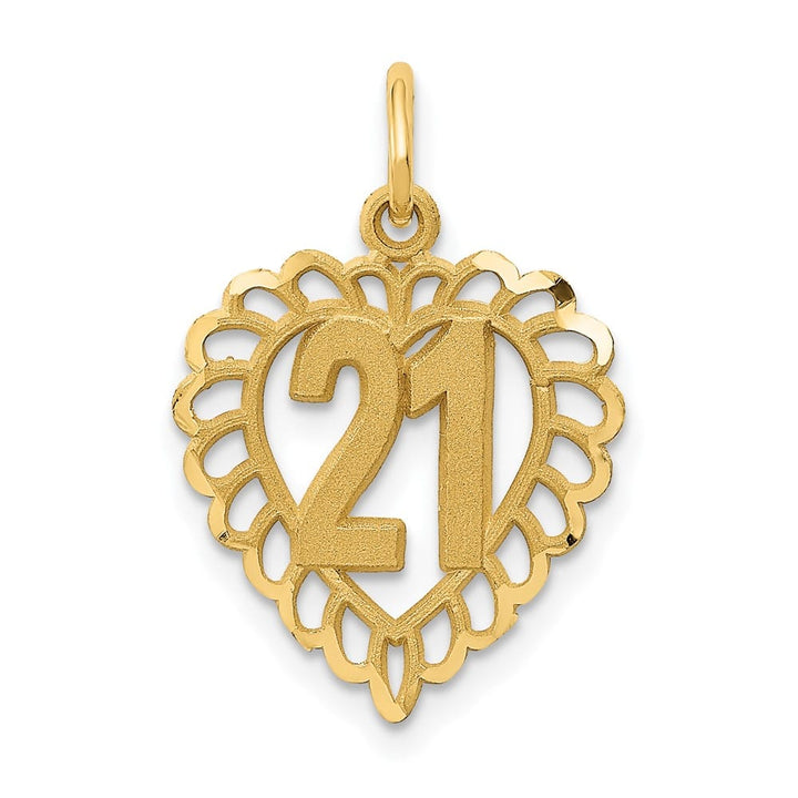 10K Yellow Gold Solid Polished Medium 21 in Heart Charm