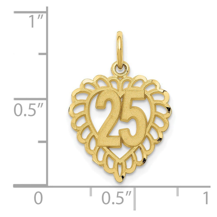 10K Yellow Gold Solid Polished Medium 25 in Heart Charm