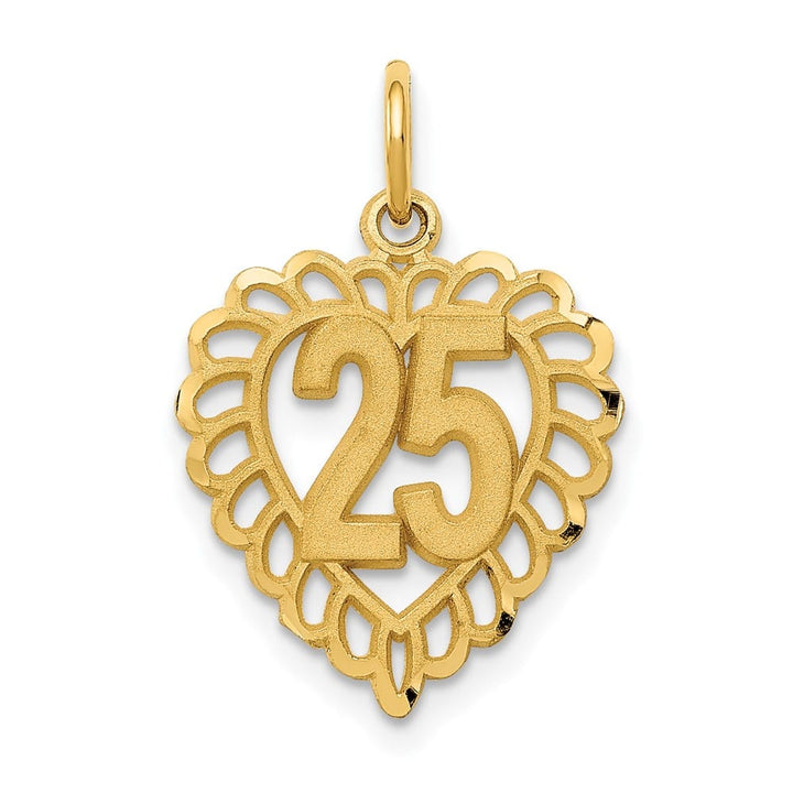 10K Yellow Gold Solid Polished Medium 25 in Heart Charm