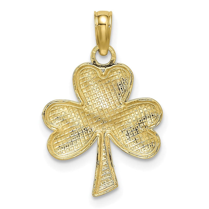 10K Yellow Gold Solid Polished Medium 3-Leaf Clover Charm
