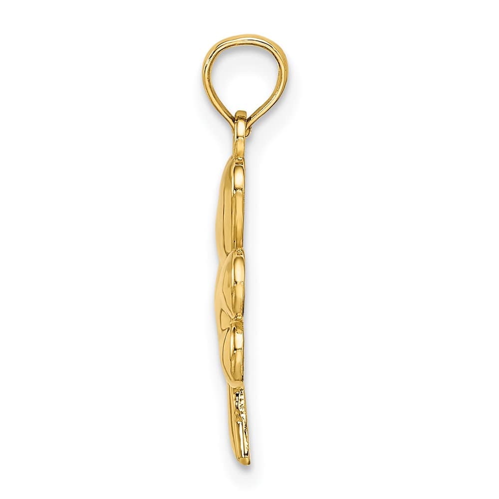 10K Yellow Gold Solid Polished Medium 3-Leaf Clover Charm