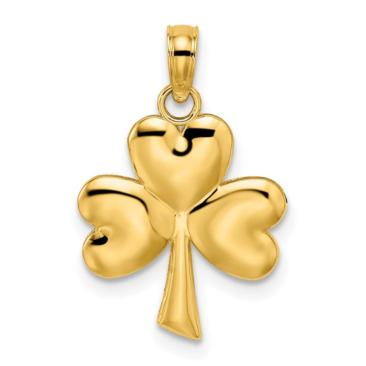 10K Yellow Gold Solid Polished Medium 3-Leaf Clover Charm