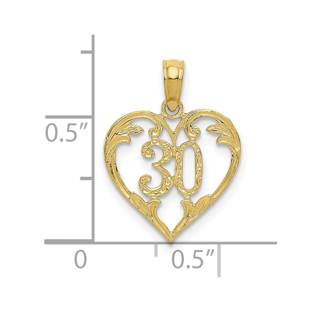 10K Yellow Gold Solid Polished Medium 30 in Heart Cut-out Pendant