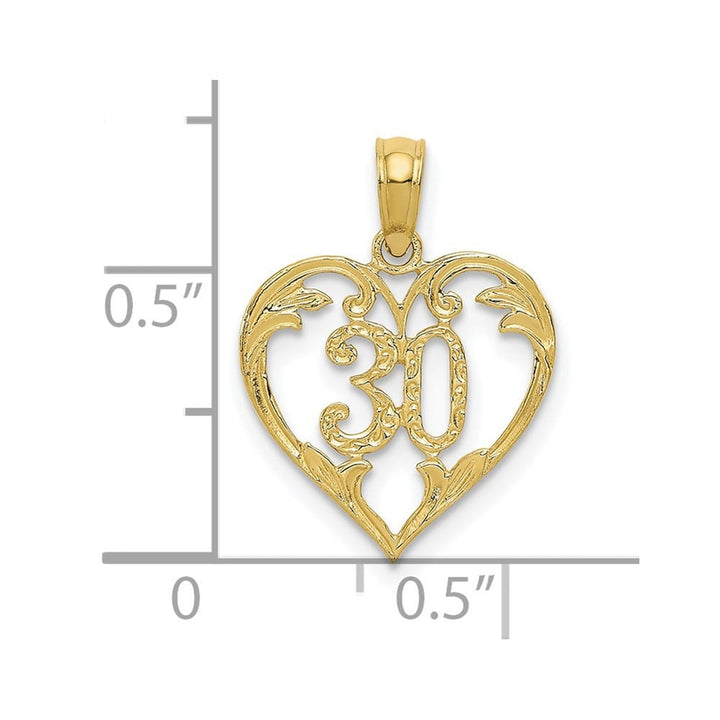 10K Yellow Gold Solid Polished Medium 30 in Heart Cut-out Pendant