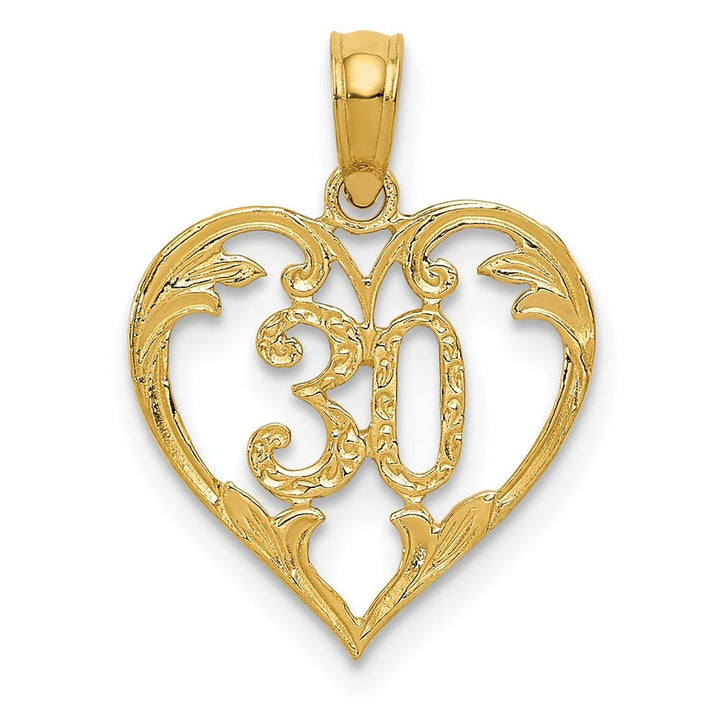 10K Yellow Gold Solid Polished Medium 30 in Heart Cut-out Pendant