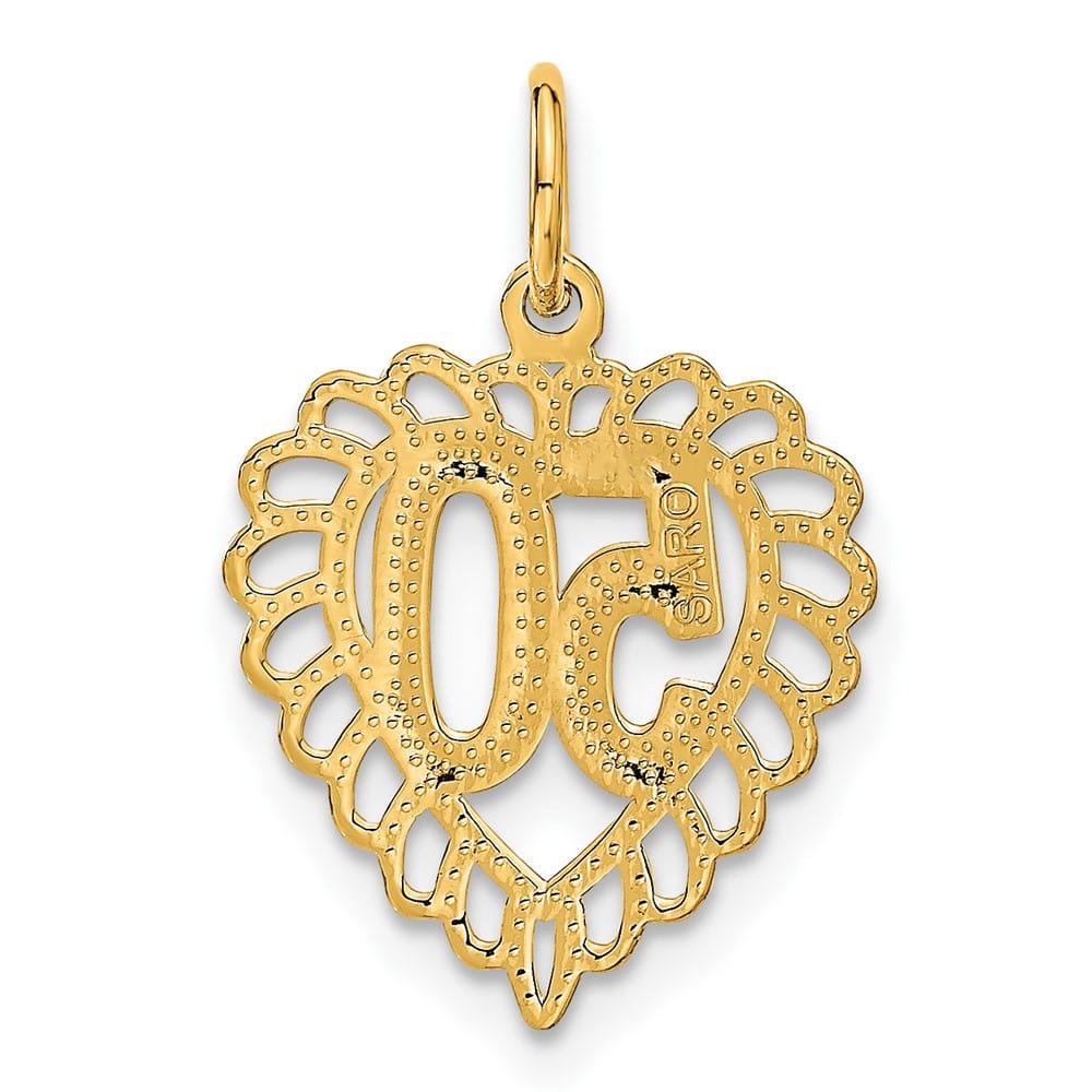 10K Yellow Gold Solid Polished Medium 50 in Heart Charm