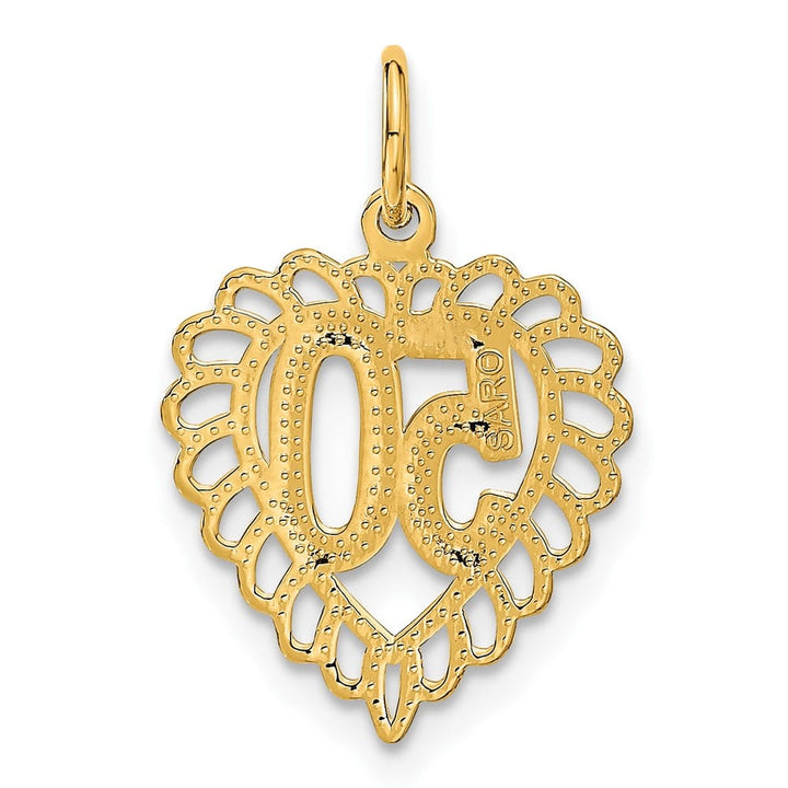 10K Yellow Gold Solid Polished Medium 50 in Heart Charm