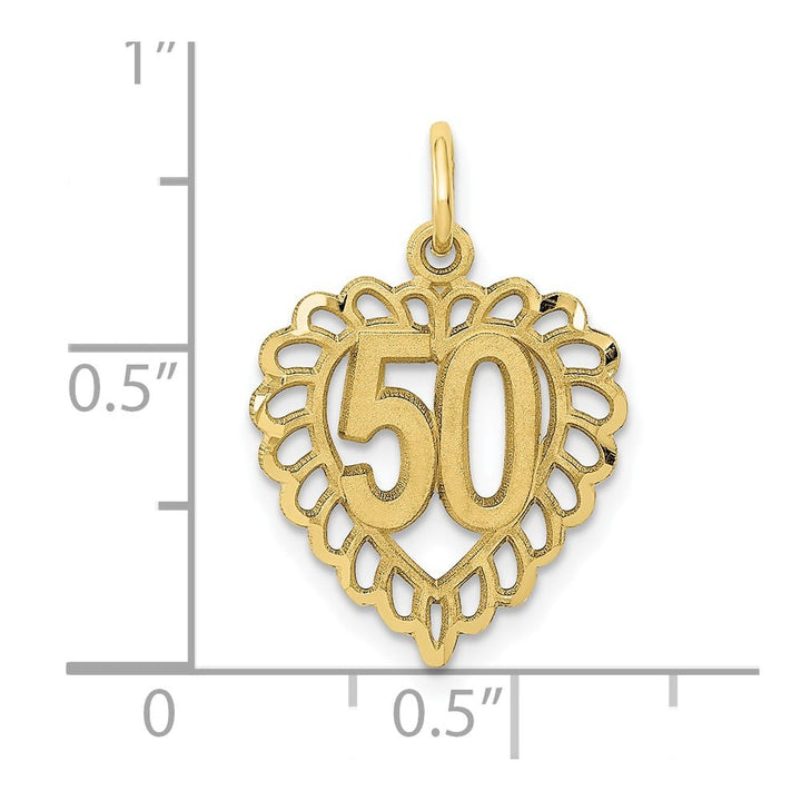 10K Yellow Gold Solid Polished Medium 50 in Heart Charm