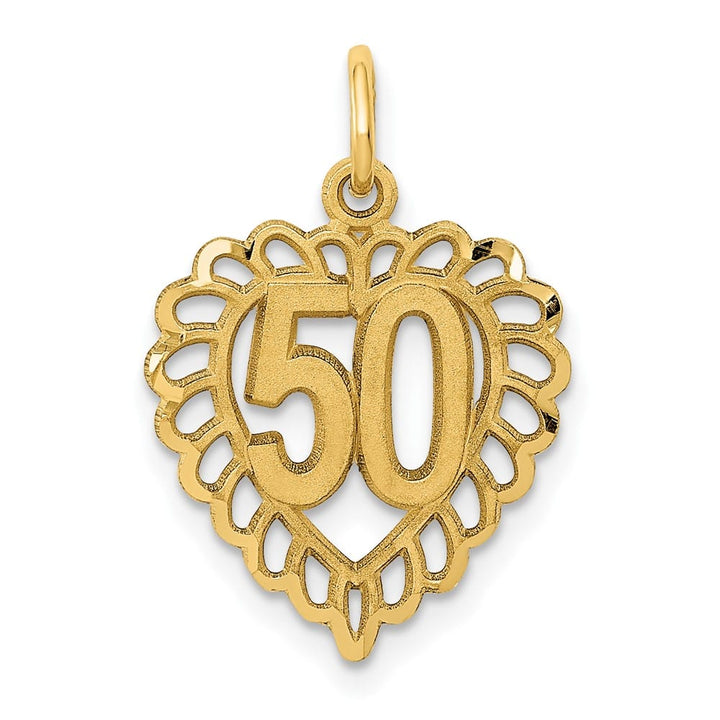 10K Yellow Gold Solid Polished Medium 50 in Heart Charm
