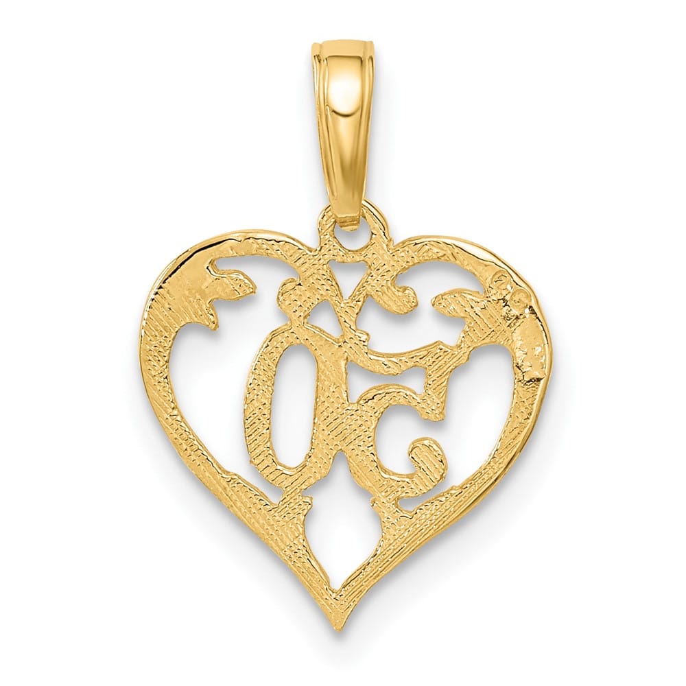 10K Yellow Gold Solid Polished Medium 50 in Heart Cut-out Pendant