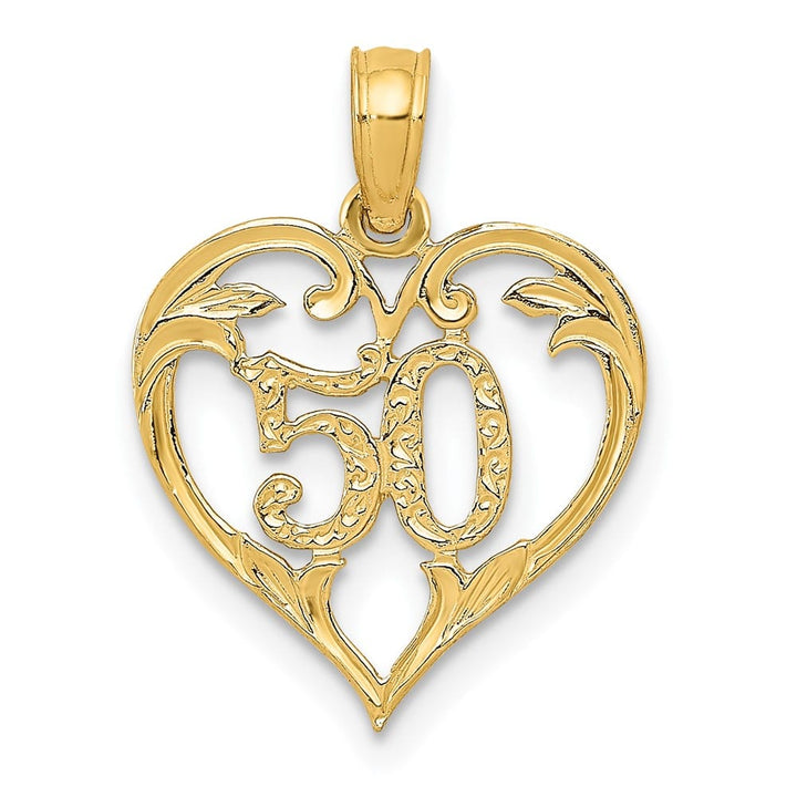 10K Yellow Gold Solid Polished Medium 50 in Heart Cut-out Pendant