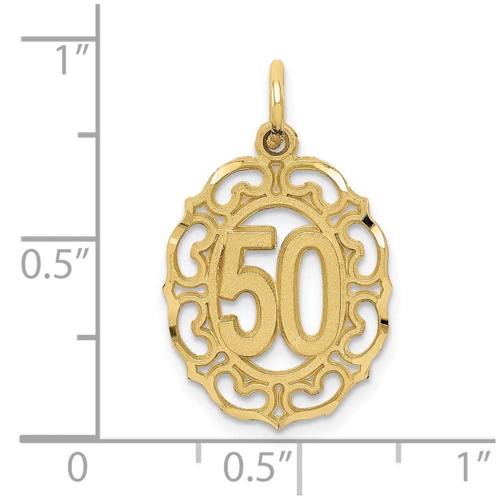 10K Yellow Gold Solid Polished Medium 50 in Oval Pendant
