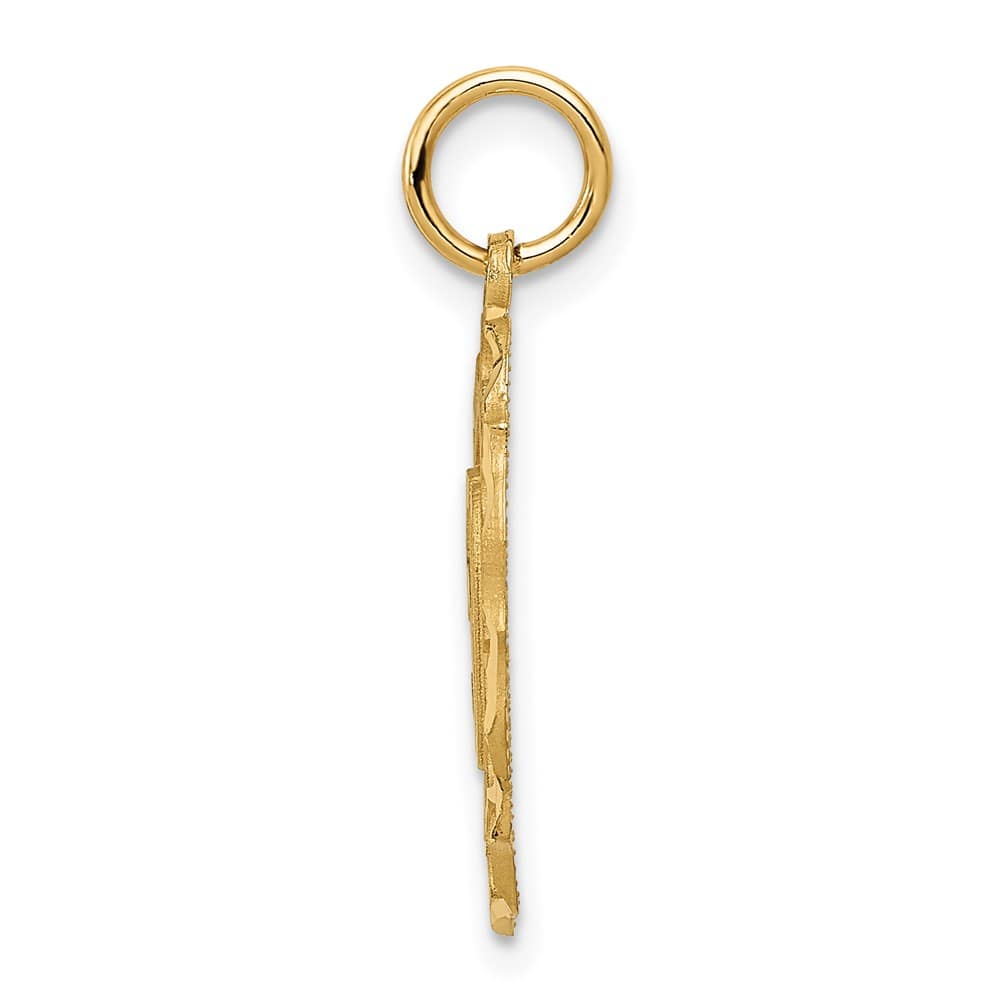 10K Yellow Gold Solid Polished Medium 50 in Oval Pendant