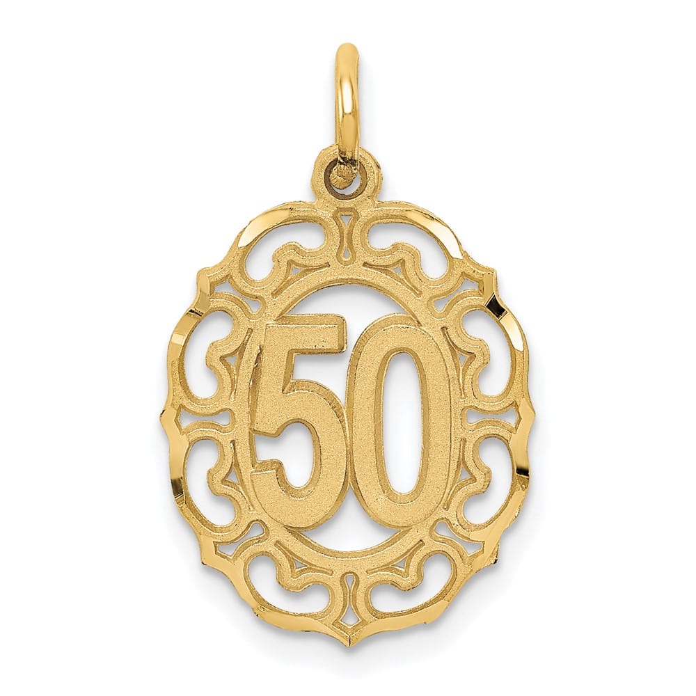 10K Yellow Gold Solid Polished Medium 50 in Oval Pendant