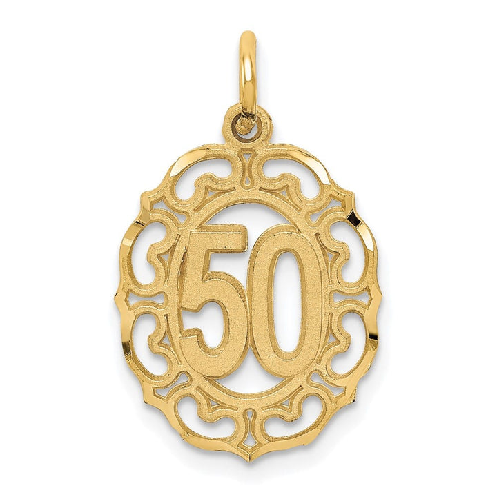 10K Yellow Gold Solid Polished Medium 50 in Oval Pendant